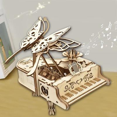 Uplift Essentials 3D Wooden Puzzle Music Box DIY Piano Model Kit violin Music Box