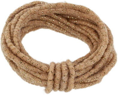 Wollkordel "Glimmer" mit Drahtkern, braun-gold, 5 mm Ø, 5 m