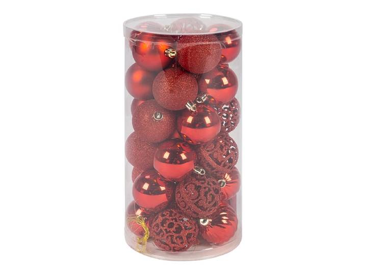 Set 30 Weihnachtskugeln HOLY Ø6cm rot