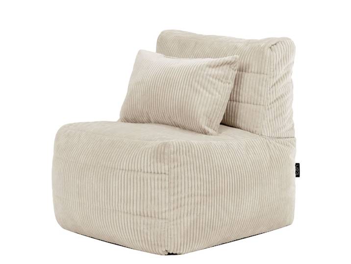Pouf fauteuil modulable en velours côtelé beige