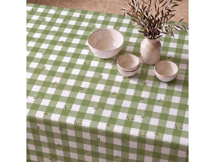 Nappe anti-taches 100 % coton vert 300x155 cm