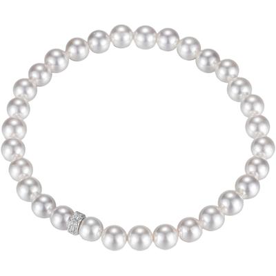 Perlenarmband FIRETTI "Schmuck Geschenk Silber 925 Armschmuck Armkette Rondell", weiß (silberfarben, kristallweiß, weiß, kristallweiß), Armbänder, Damen, 19cm, Nylon Perlen Silber 925 (Sterlingsilber), Nylon, Perlen, Silber 925 (Sterlingsilber),...