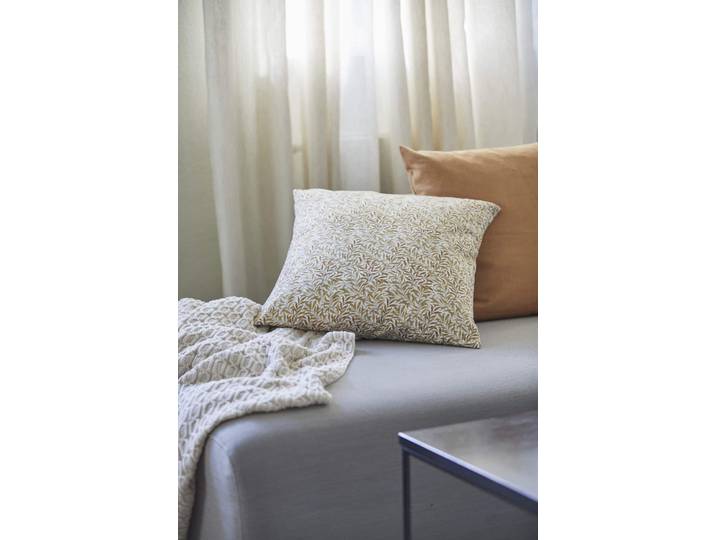 Coussin carré en popeline de coton jaune Willow Doré