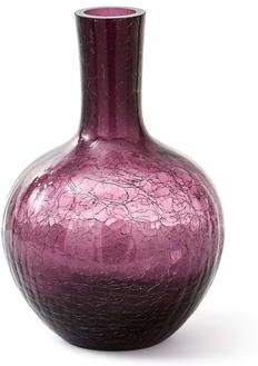 BIDK Home Ball Body Vase Crackled Glass Dark Purple S