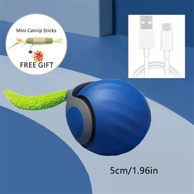 Uplift Treasures USB Rechargeable Smart Rolling Cat Ball Toy blue Tt