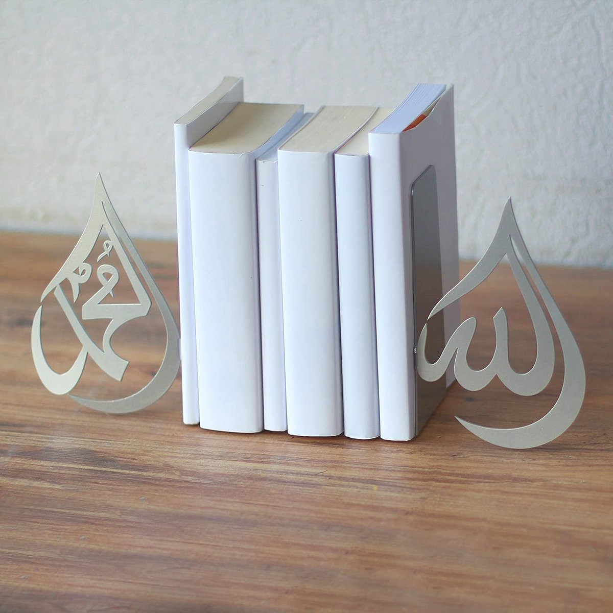 Metalen Boekensteunen Set Islamitische Decoratie Allah en Mohammed voor Boekenplank of Bureau