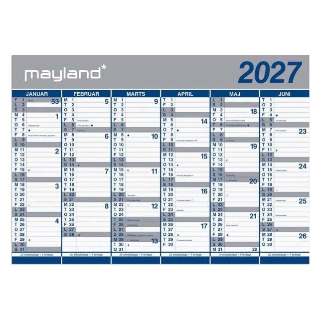Mayland-Burde Kmpekalender 2x6 mdr. papir 2027 (i plastpose) (27064100)