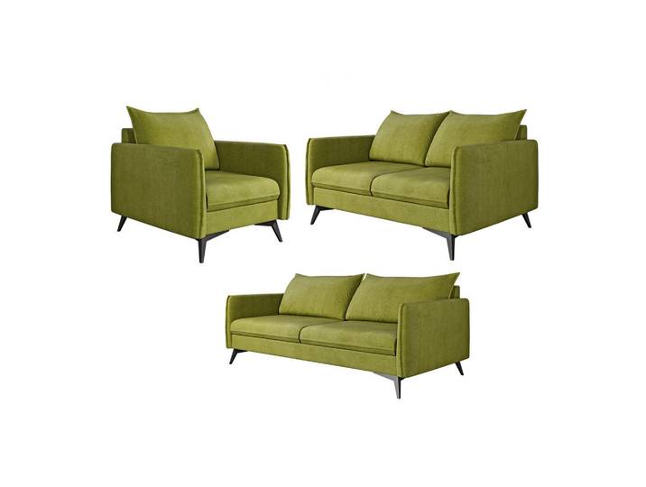 S-Style Sitzgarnitur 3+2+1 Pulse Grün Luxusmikrofaser, Echtholz,Buche, Birke, Füllung: Polyetherschaumkern,Polyetherschaumkern, 199x86x91 cm, Wohnzimmer, Sofas & Couches, Sitzgarnituren
