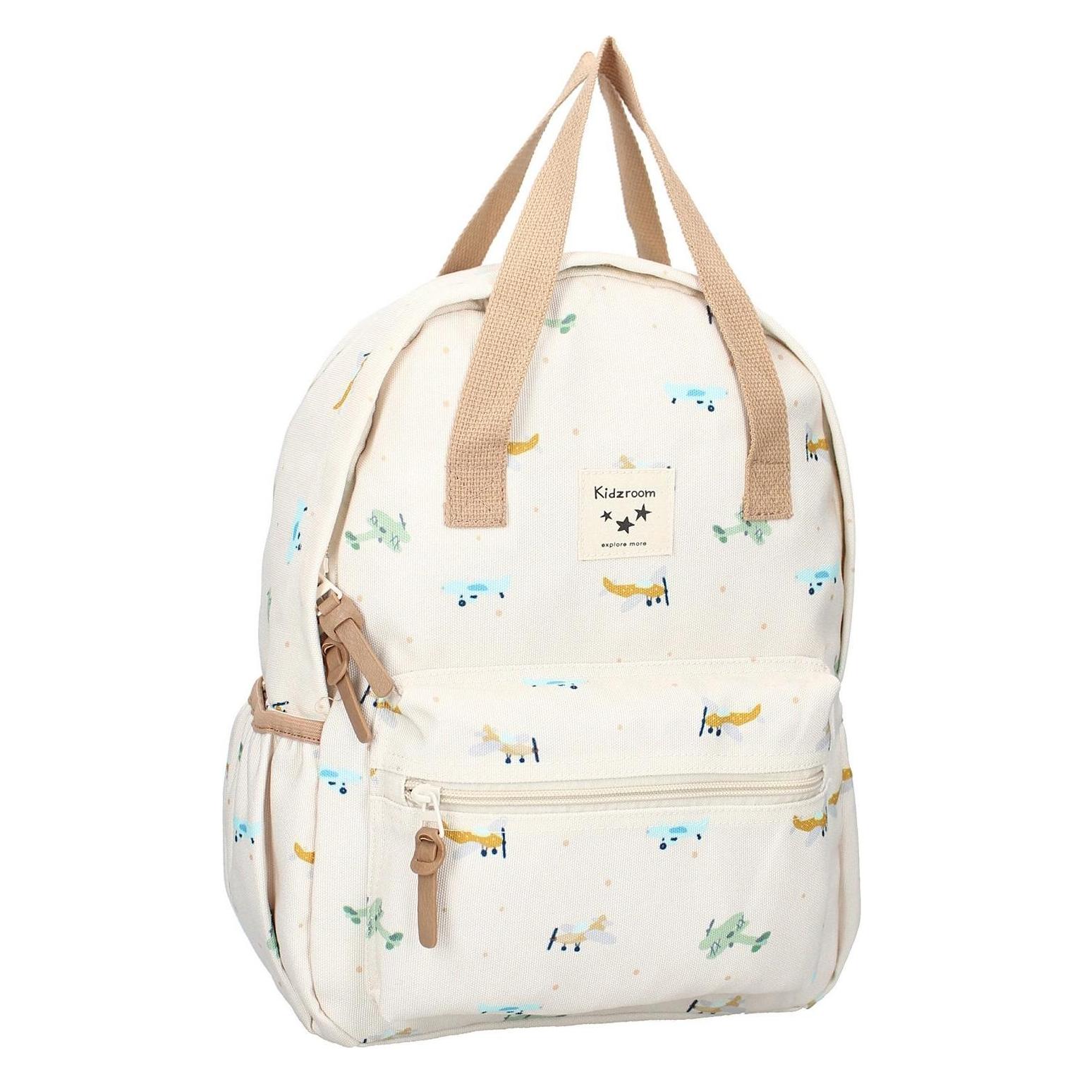 Kidzroom Lille Small Talk Rugzak - Beige - Vliegtuigen (58063328)