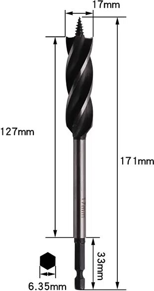 INF Mèche Forstner à quatre fentes et quatre tranchants pour le travail du bois 17MM