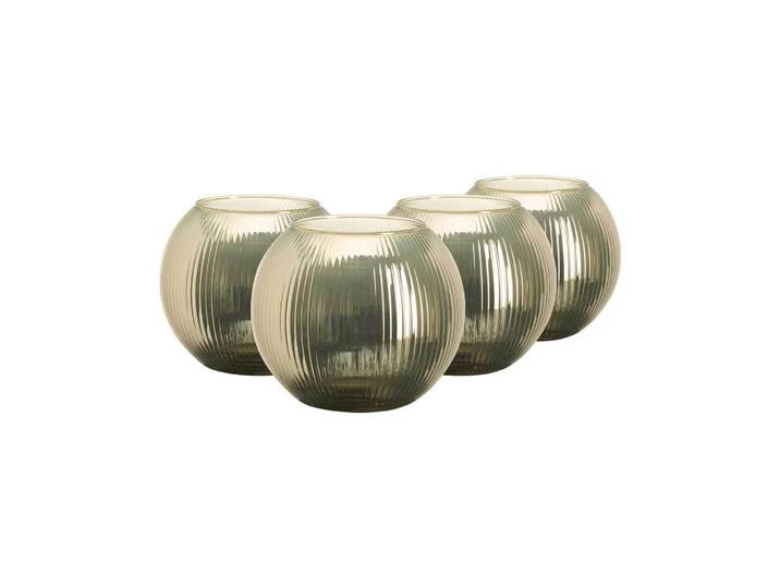 Ritzenhoff Breker Windlichter Elysia ø 19 cm 4er Set, Goldfarben, Glas, 19x16x19 cm, Dekoration, Laternen & Windlichter, Windlichter