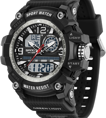 Modern Mode Marketplace AdventureMax Waterproof Digital Sports Watch For Students & Outdoor Athletes black White