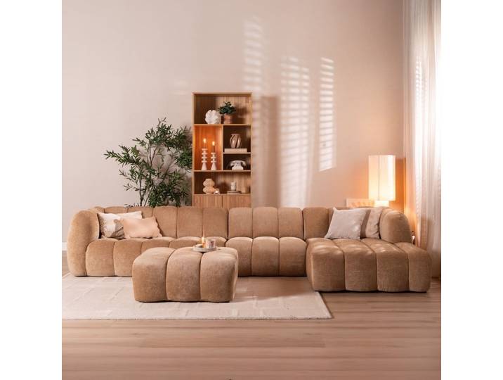 Bronx71 Ecksofa Luca XL Chenille peach rechts