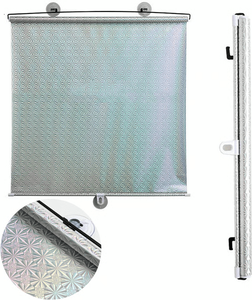 Silver Stone Store Retractable Suction Cup Blinds For UV Protection And Heat Control silver 50x125cm