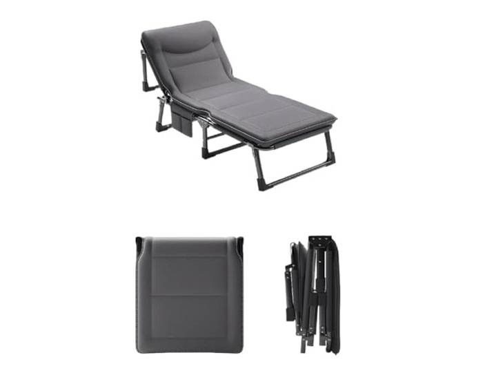 Xumh2024-3 Klappbett Klappbares Einzelbett, tragbares Bett for Outdoor-Camper, einfacher multifunktionaler Loungesessel for die Mittagspause