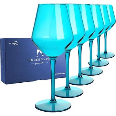 Uplifted Goods Unbreakable Tritan Wine Glass Set Dishwasher Safe And Reusable 6pcs Lake Blue