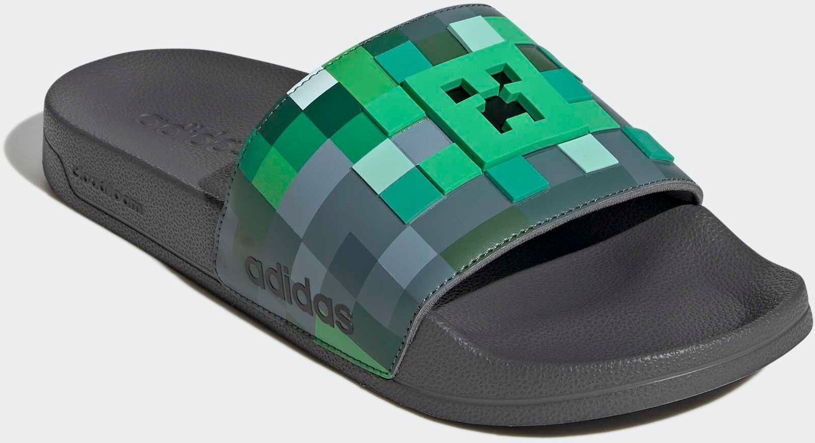 Badesandale ADIDAS SPORTSWEAR "ADILETTE SHOWER MINECRAFT BADESCHLAPPEN", Damen, Gr. 42, grün (grau four, grau four, grau four), Synthetik, Schuhe Badesandale grau four, grau four, grau four 42