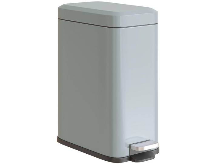 Homcom Mülleimer 5L Treteimer Abfalleimer mit Deckel und Fußpedal für Wohnzimmer, Grau, Metall, 14x32x29.2 cm, Badaccessoires, Abfalleimer