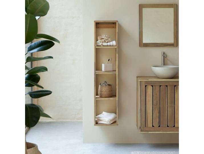 Kolomkast van massief acaciahout Lila - Naturel - Acacia
