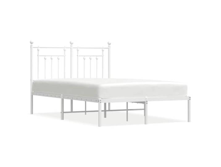 PUGYNBK Bettgestell aus Metall, Weiß, 120 x 200 cm Lattenrost, Kopfteil, Stauraum, robuster Stahl
