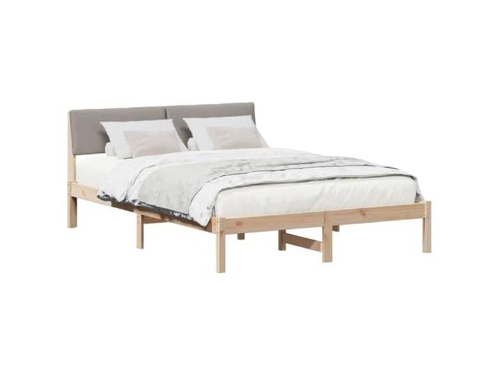 KTHLBRH Bettgestell Taupe Braun 140 x 200 cm mit Kopfteil Massives Kiefernholz, moderne Plattform, Lattenrost, max. 200 kg