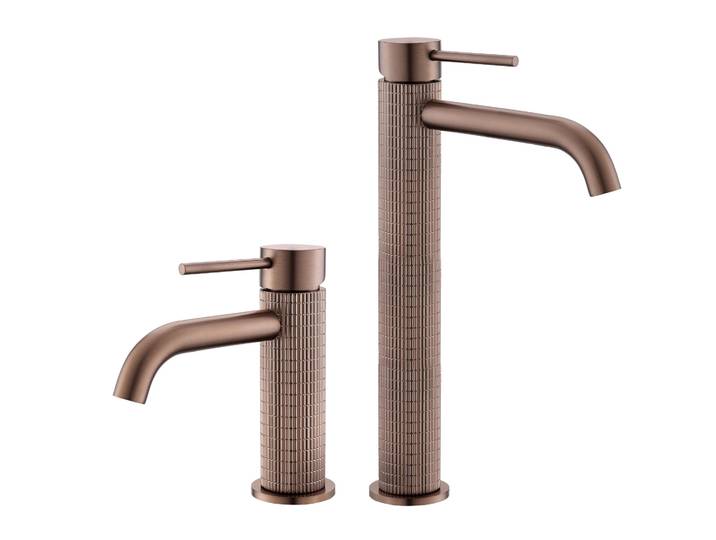 Robinet de salle de bain en or rose brossé, Robinet de lavabo en or brossé, Robinet de lavabo sculpté artistiquement, Robinet de lavabo gris chaud et froid, Robinet d'eau à levier