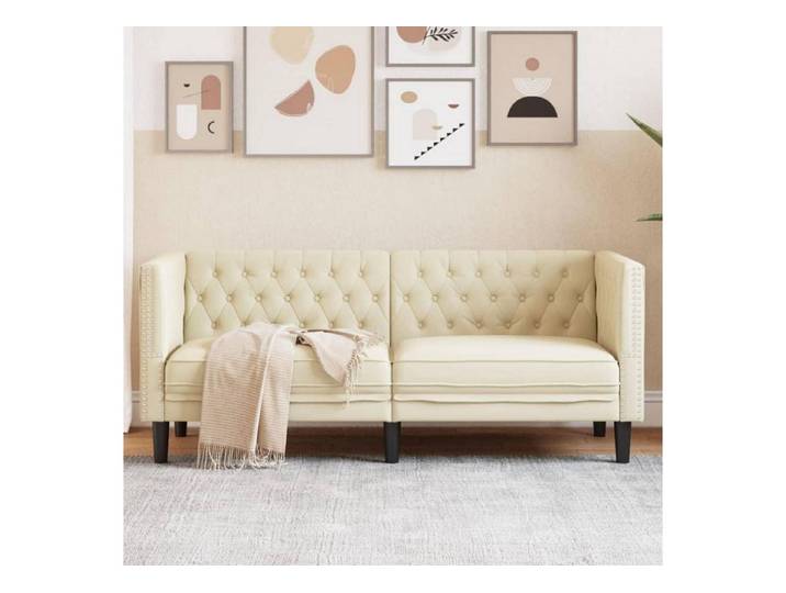 LuxusKollektion Chesterfield-Sofa Sofa Chesterfield Polstersofa Kunstleder Creme 2-Sitzer