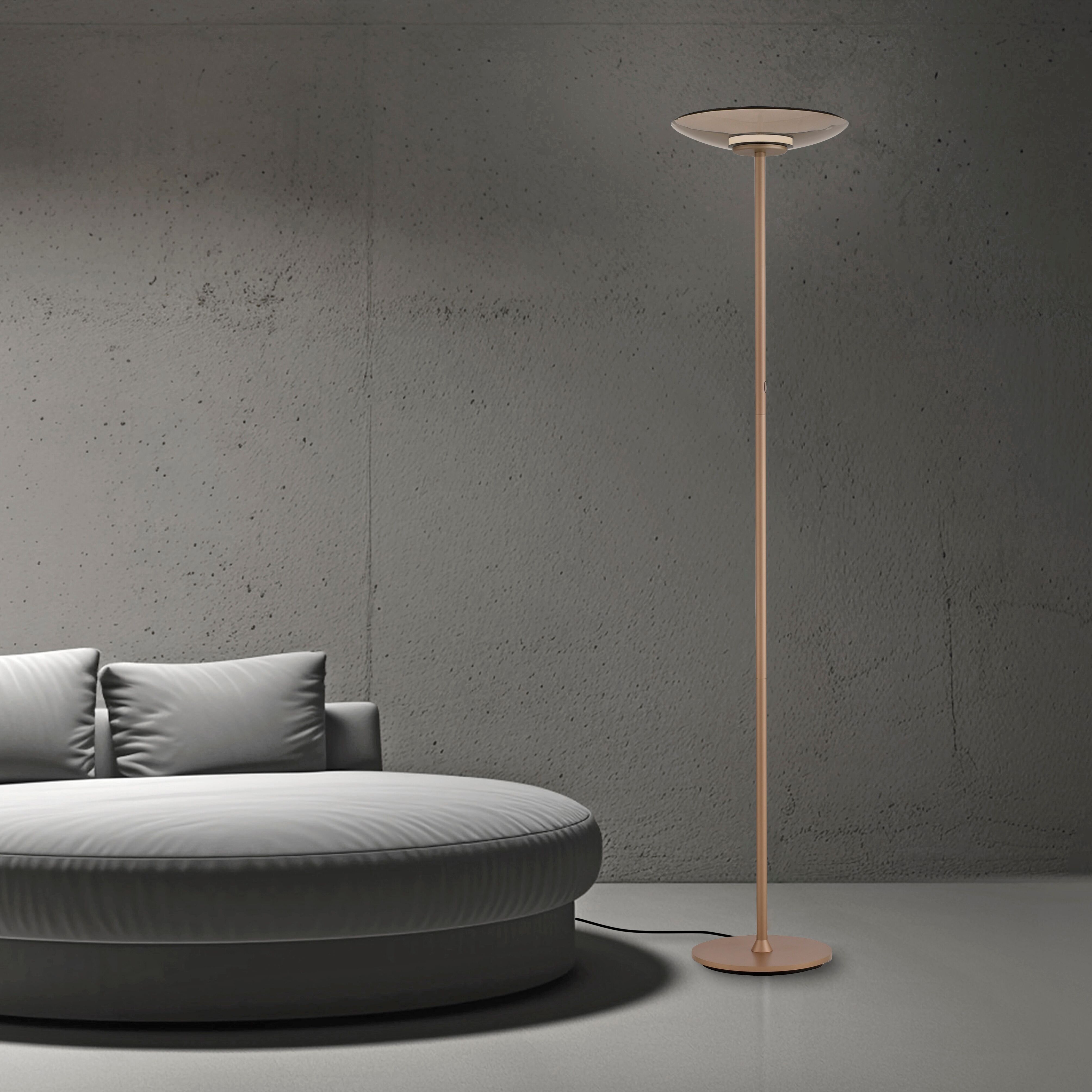 NEUHAUS PURE LED Stehlampe "PURE Moon", braun (bronzefarben), 1, Ø 32cm H: 180cm, 1 Stk., Leuchten, Stufenloses dimmen per Touchdimmer, Rauchglas, LED Stehlampe