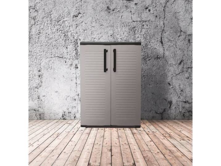 Dmora Cabinet polyvalent extérieure ou interne armoire basse avec 2 portes et 1 étagère en polypropylène 68x37h90 cm couleur grise