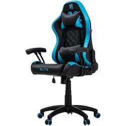 ELITE Gaming-Stuhl für Kinder PULSE, ergonomisch, bis 120kg, verstellbare Höhe, Wippmechanik, Kissen (Schwarz/Blau)