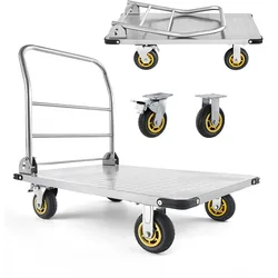 VEVOR Plattformwagen Klappbar 907 kg, Transportwagen mit Lenkrolle, Handwagen mit Rutschfester Ladefläche, Klappwagen Transporthilfe für Einfache Aufbewahrung, 900x600 mm Rollwagen
