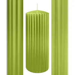 Wiedemann Kerzen Rillen Kerzen Apfelgrün 200 x Ø 80 mm, 4 Stück