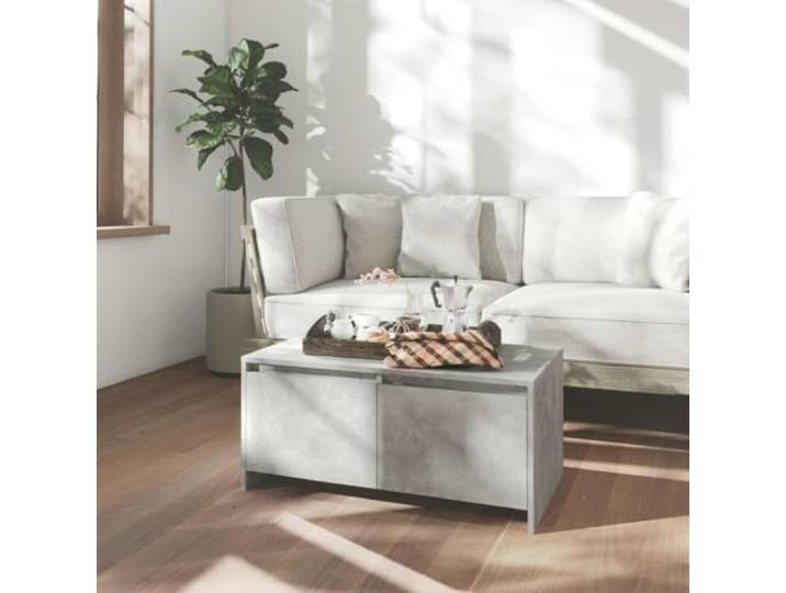 TEKGHUT Couchtisch Betongrau 90x50x41,5 cm Holzwerkstoff mit 2 Schubladen Moderner Couchtisch, Betongrau, Holzwerkstoff, 2 Schubladen, Stauraum für Bücher und Zeitschriften, robuste Konstruktion