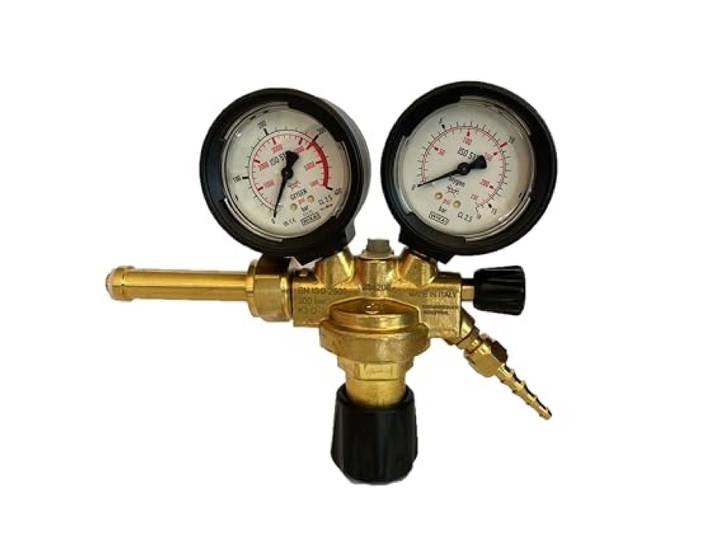ROTHENBERGER Industrial Sauerstoff Druckminderer inkl. Flammenrückschlagventil mit 2 Manometern für Sauerstoff Mehrwegflaschen 35634