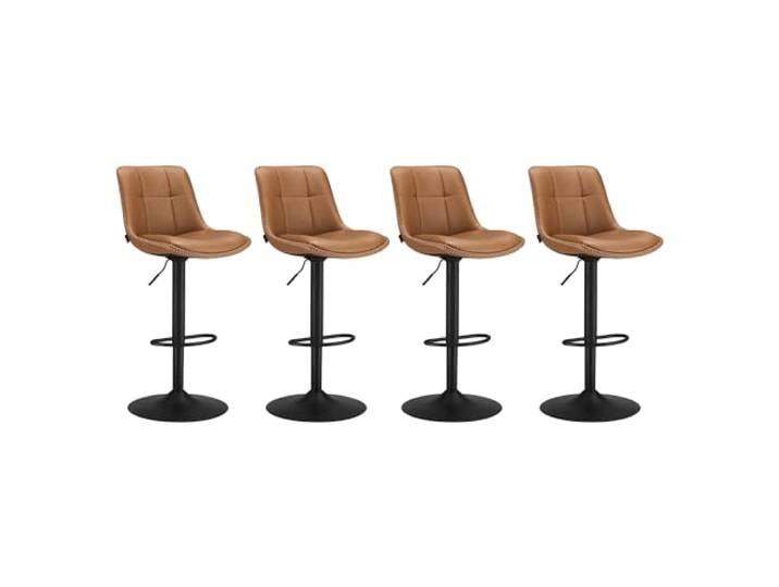 VASAGLE Barhocker 4er Set, Höhenverstellbar, Drehbar, Karamellbraun Ergonomischer Drehhocker aus Kunstleder, Barstuhl mit Rückenlehne, für Küche und Bar