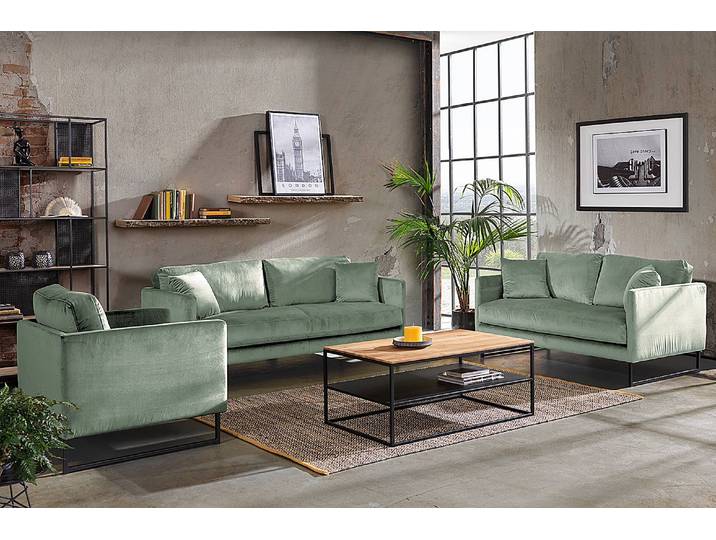 2-Sitzer Sofa Maronen Grün Samt Ravi 180cm Modern