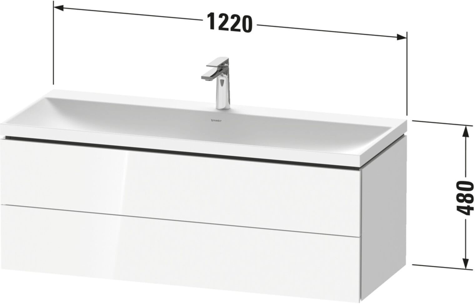 Duravit Möbel-Set L-Cube 120x48x48cm, o. Hahnl., Tau ma, 2 Schub. (LC6953N91910000)