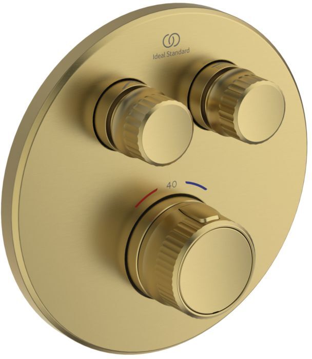 Ideal Standard Navigo Brausethermostat Unterputz A7296A2 rund, 2 Entnahmen, Fertigmontageset, brushed gold