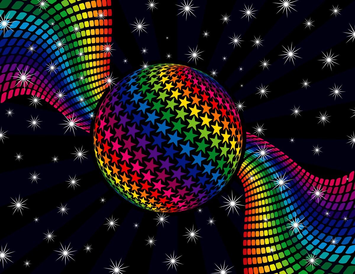 Fototapete PAPERMOON "Rainbow Disco Dance", bunt, B:4m L:2,6m, Vlies, Tapeten, Fototapete bunt B/L: 4m x 2,6m, Rollen: 1