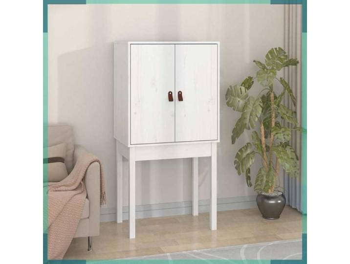 Buffet haut - 821745 - Blanc - Bois de pin massif - 60 x 40 x 120 cm