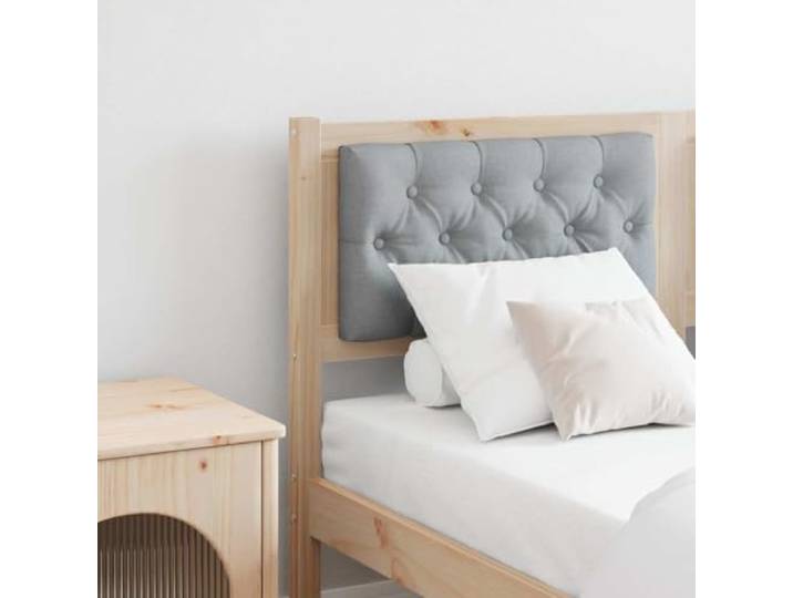 Holzbett Kopfteil 150 cm aus massivem Kiefernholz, rechteckig, grau, modernes Design mit Baumwolllehne, einfache Montage.