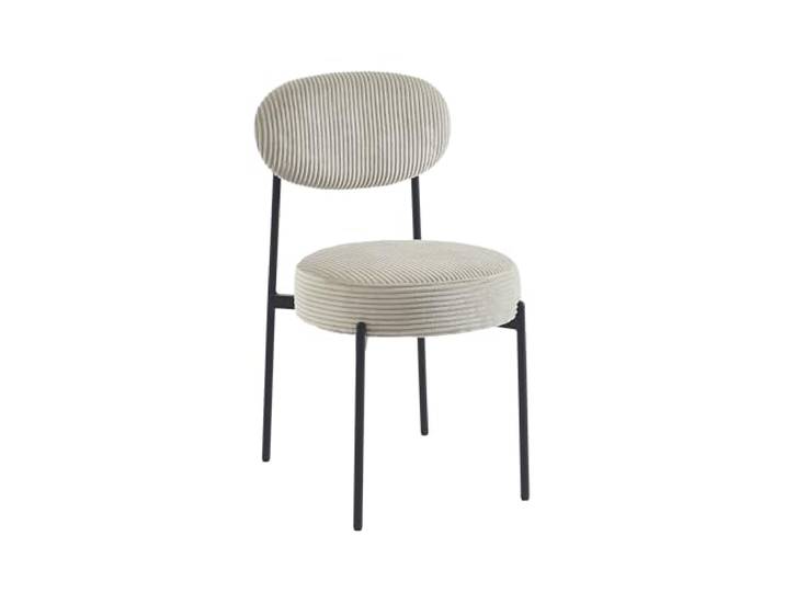 BAÏTA 2er Set Teina Stühle, Taupe Cord mit schwarzen Metallbeinen