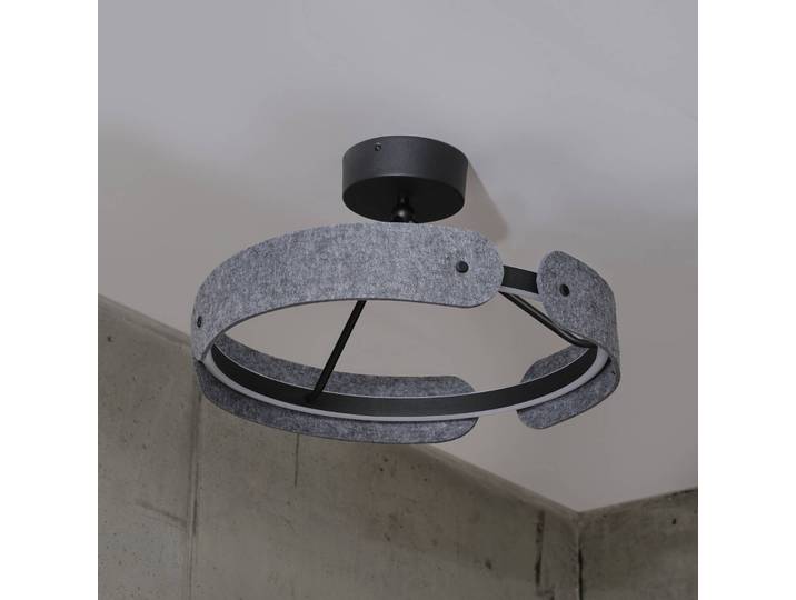 OSRAM LED Deckenleuchte Decor Curve Felt, alu / grau / zink, für Wohn- / Esszimmer, Textil / Stoff / Seide, Modern
