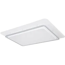 Deckenleuchte Deckenlampe Innenleuchte Designleuchte Deckenbeleuchtung Wohnzimmer, Fernbedienung dimmbar timer CCT, Metall weiß opal, 1x LED 150 Watt 6000 Lumen warm bis kaltweiß, HxLxB 10,5x95x63 cm
