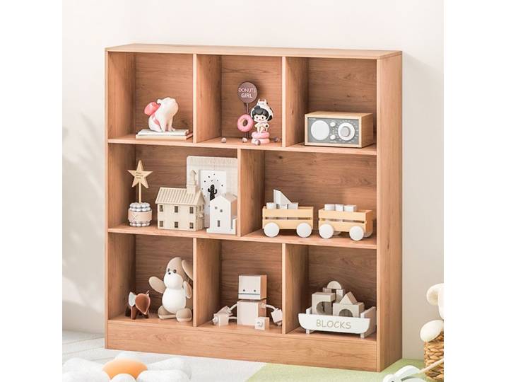 DREAMADE Bibliothèque à 3 Niveaux Meuble de Rangement à 8 Cubes Etagère Moderne pour Salon Chambre d'Enfant Naturel