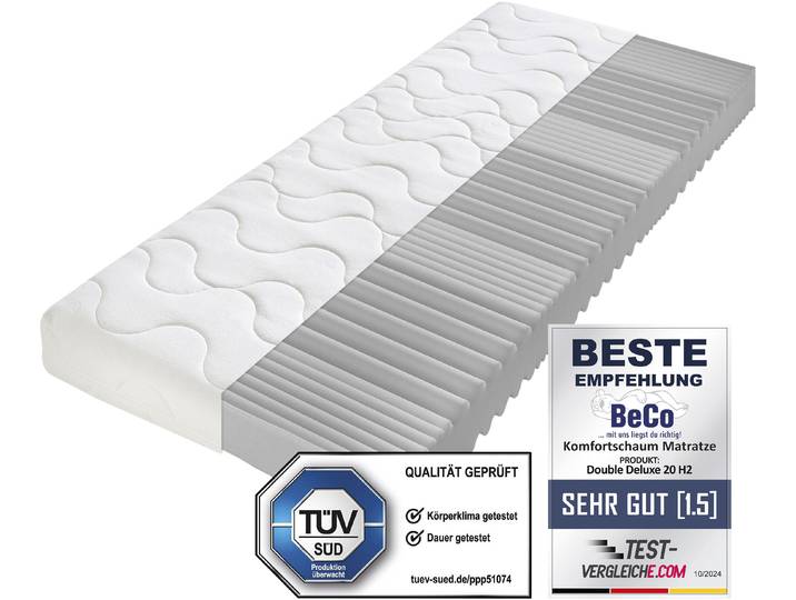 Komfortschaummatratze BECO Double Deluxe Matratze 20, Matratze in 90x200 cm und weiteren Grössen , weiss (weiß), B:160cm H:20cm L:200cm, Bezug: 100% Polyester, Matratzen, Komfortschaummatratze, Matratze vom TÜV Süd getestet*, über 2.000 5-Sterne-Bewertungen