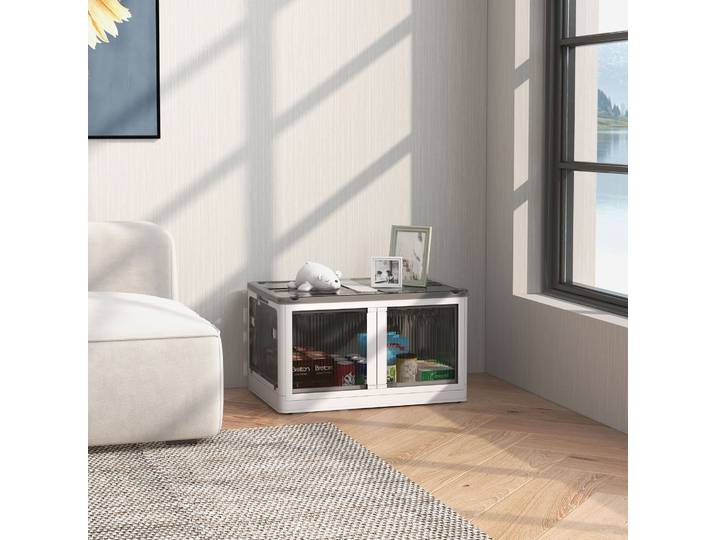 HOMCOM Boîte Rangement 99L Plastique Blanc avec Roulettes