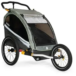 Burley D'LITE X Double Kinderanhänger Onesize Sage Green Grau – sicher, komfortabel, robust