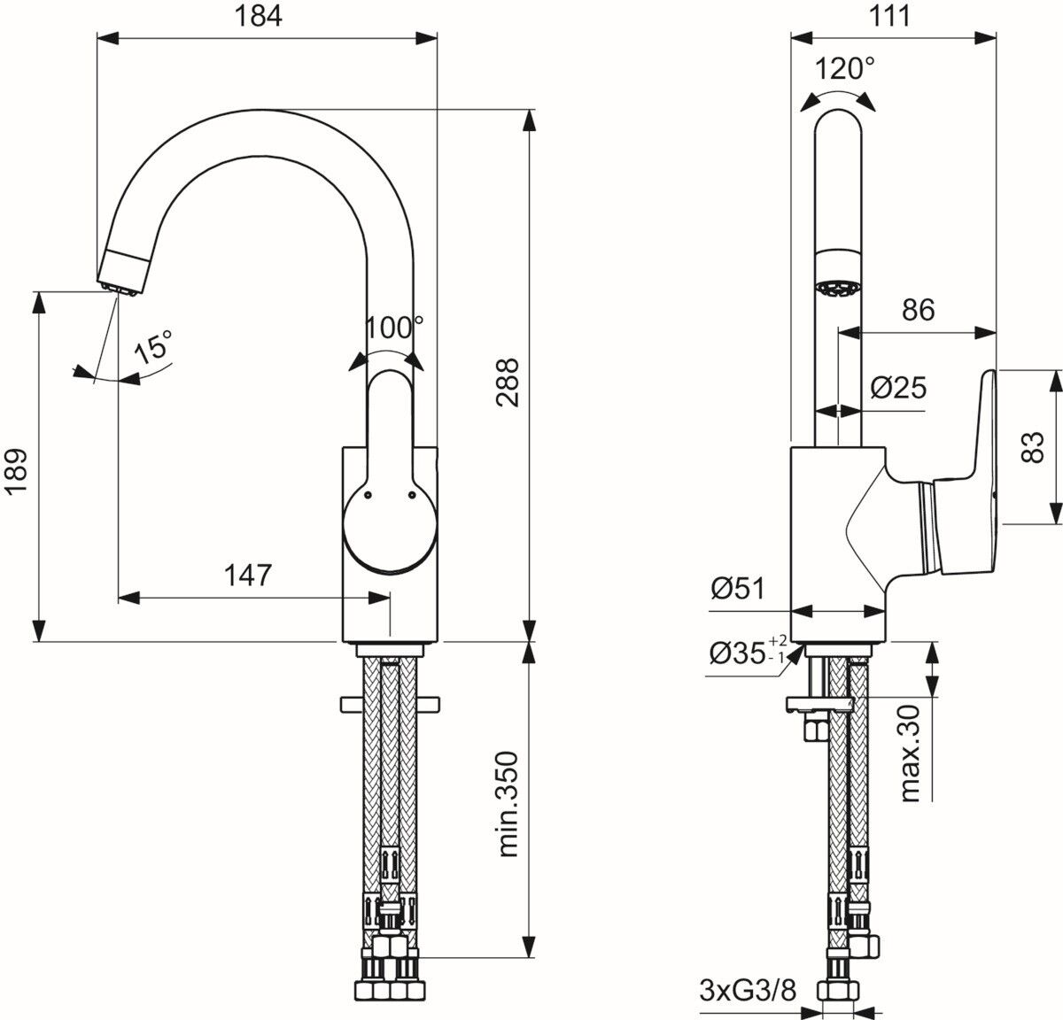 Ideal Standard mit hohem Auslauf B9934AA