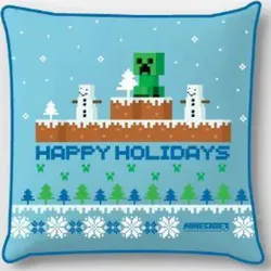 Minecraft: Weihnachtskissenbezug - 40 x 40, Velours, blau